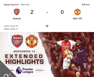 Arsenal Đánh Bại Man Utd, Chấm Dứt Chuỗi Bất Bại Của "Quỷ Đỏ"